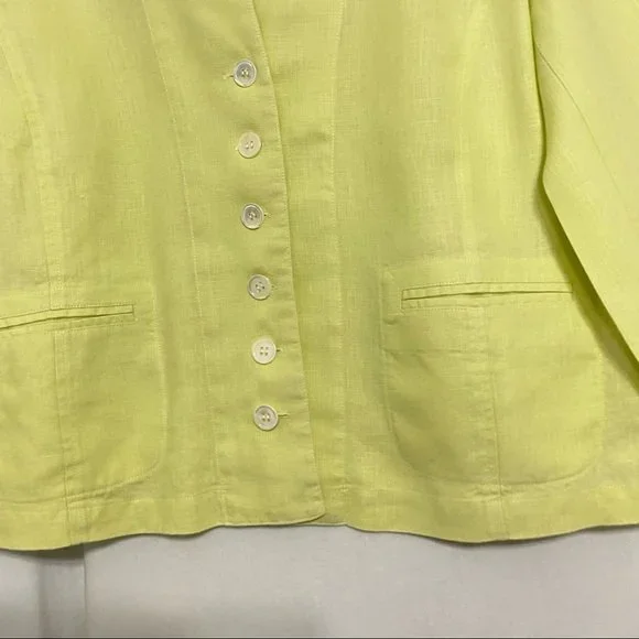 Madison Studios Pale Yellow Green Blazer Jacket Over Shirt size 14 - Picture 3 of 10